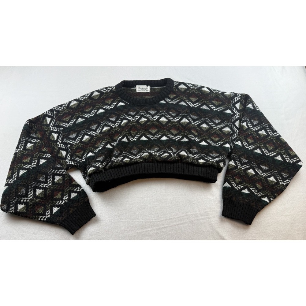 Vintage Protege Women's Cropped Sweater Size M Geometric